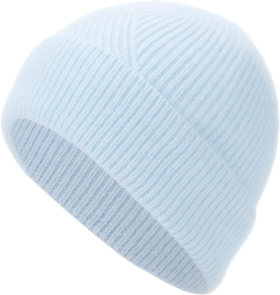Unisex Soft Cashmere Beanie Hat Warm Winter Ribbed Knit Cuffed Beanie Skull Cap Ski Hat for Women... | Amazon (US)