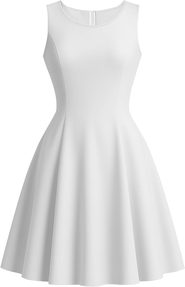 Nmoder Women's Sleeveless A-Line Fit and Flare Little Short Dress Summer Crewneck High Waist Mini... | Amazon (US)