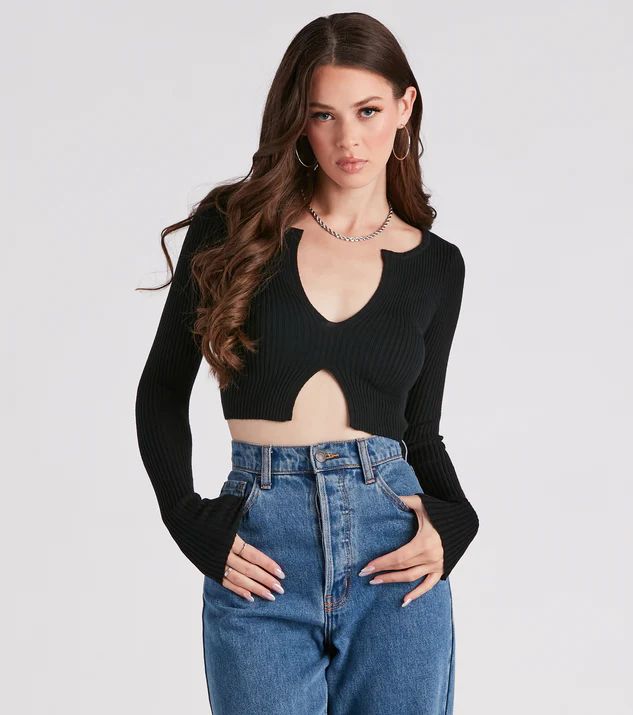 Twice The Love Rib Knit Crop Top | Windsor Stores