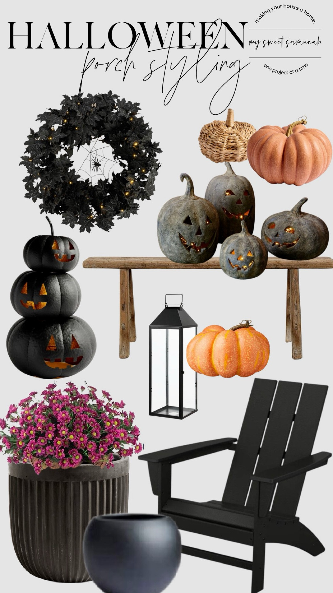 Cozy up your front porch for fall with these stunning pieces! 🍂🍁 I’m loving the mix of faux mums, charming jack-o'-lanterns, and classic Adirondack chairs for the perfect autumn vibe. Add a touch of elegance with these black fluted planters and lanterns from Pottery Barn, and don't forget a statement wreath to tie it all together. Whether you're going for festive or cozy, this porch setup has everything you need to welcome the season in style! Click to shop all the fall must-haves! 🎃 #LTKhome #LTKseasonal #FallDecor

#LTKSeasonal #LTKSaleAlert #LTKHome
