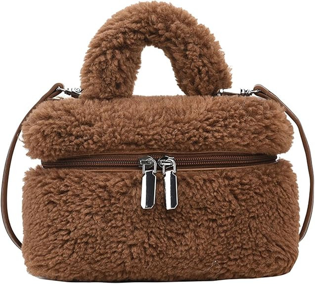 Furry Purse for Women Faux Fur Bag Cute Lambswool Fuzzy Crossbody Bags Top-Handle Fluffy Handbag | Amazon (US)