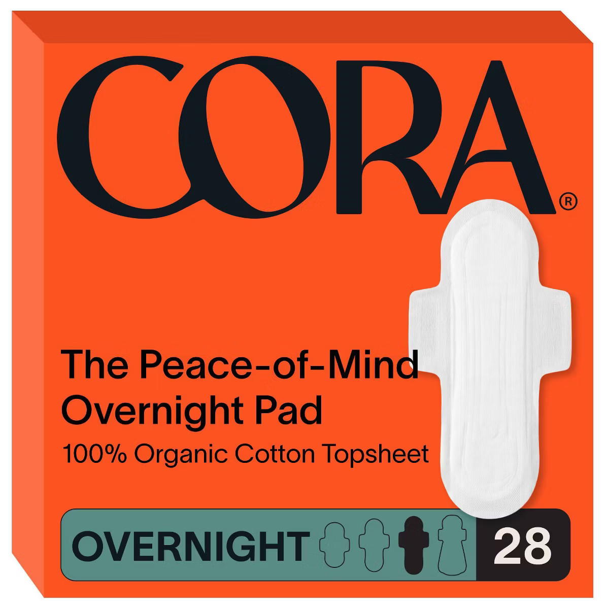 Cora Organic Cotton Ultra Thin Overnight Fragrance Free Pads with Wings for Periods - Overnight A... | Target