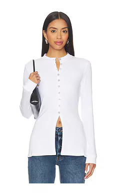 ALIGNE Daphne Rib Placket Top in White from Revolve.com | Revolve Clothing (Global)