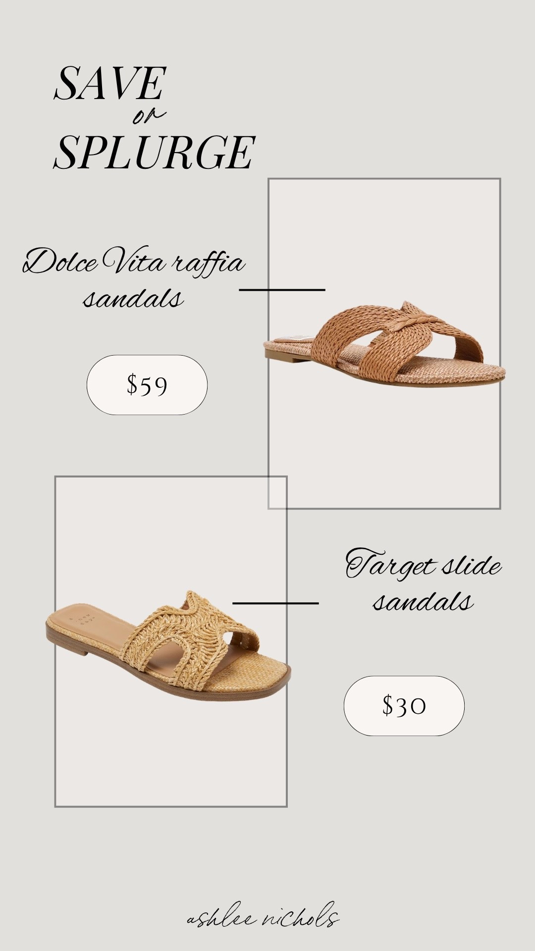 Save or splurge on these sandals from Dolce Vita or Target!

Spring sandals, raffia sandals, slide sandals

#LTKSeasonal #LTKootd