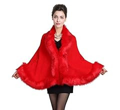 Faux Fur Shawl Wrap Cape Stole Shrug Bridal Winter Wedding with Hook More Colors | Amazon (US)