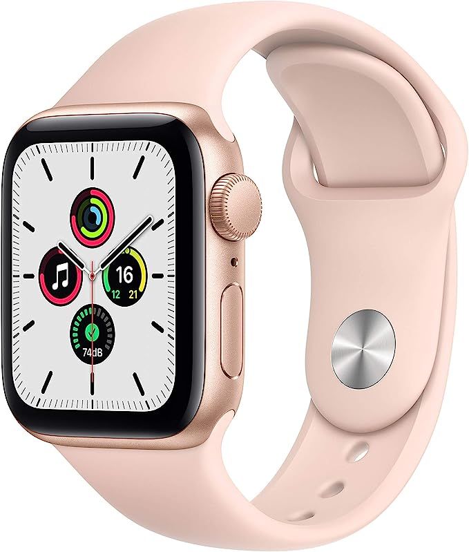 Apple Watch SE GPS, 40mm Gold Aluminium Case with Pink Sand Sport Band - Regular | Amazon (UK)