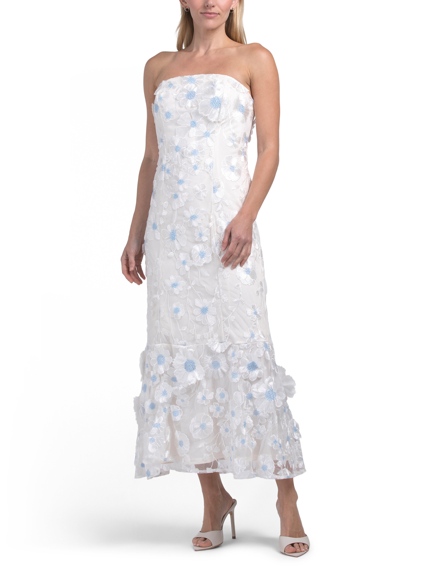 Embroidered Strapless Dress | TJ Maxx