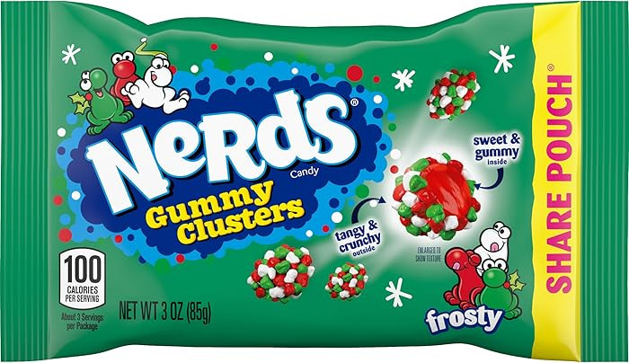 Nerds Frosty Gummy Clusters Share Pouch, Christmas Candy, Red and Green Gummy Candies, 3 oz | Amazon (US)