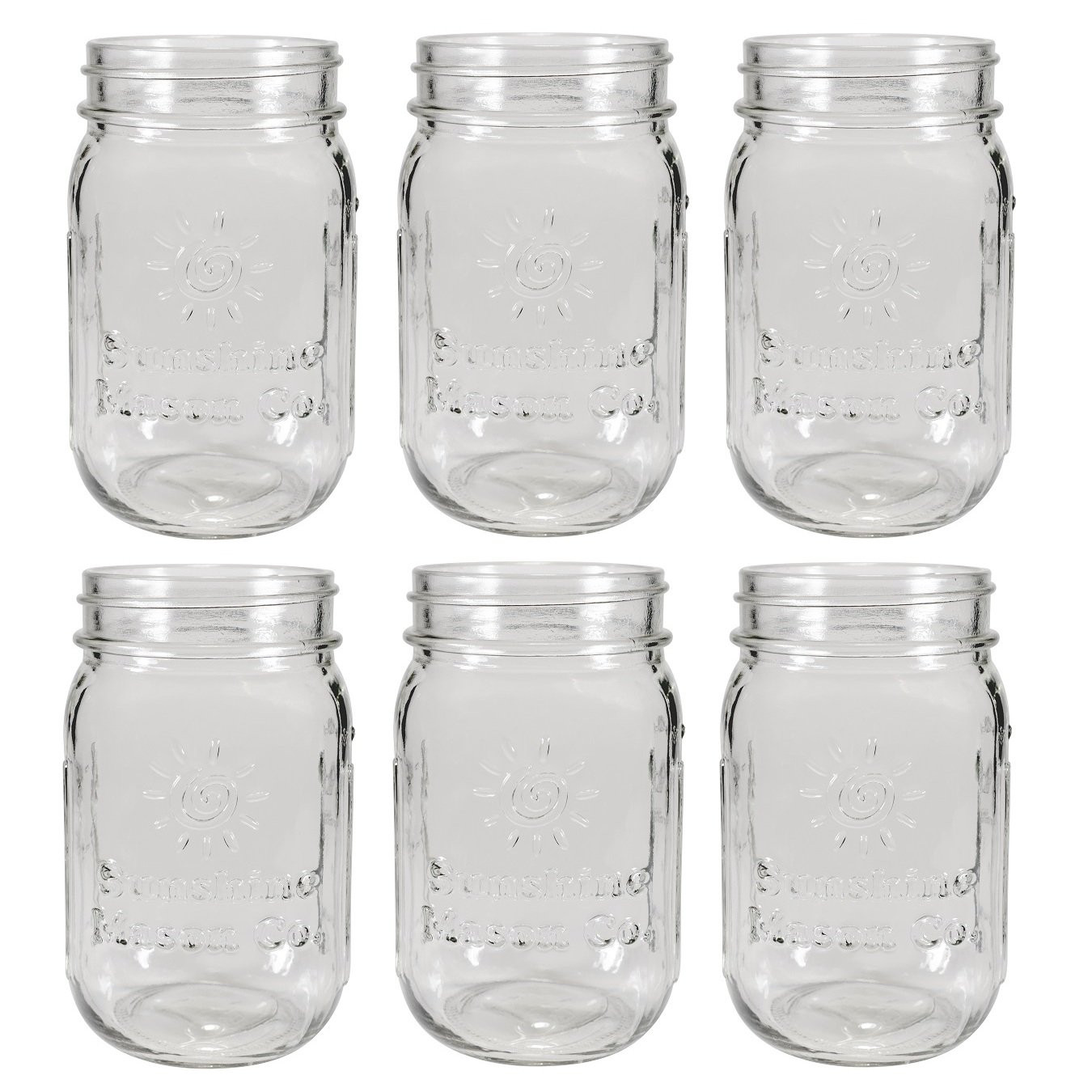 Pint Size (16 ounce, 473 mL) Regular Mouth Drinking Glass Mason Jars 6 Pieces | Amazon (US)
