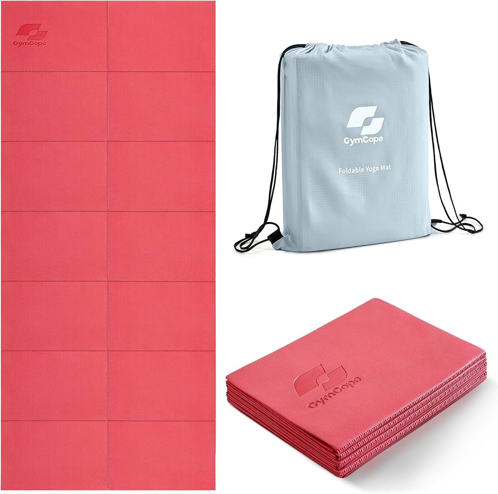 Foldable Yoga Mat for Home Workout & Travel, 4mm/2mm Thick Travel Yoga Mat with Storage Bag, Exer... | Amazon (US)