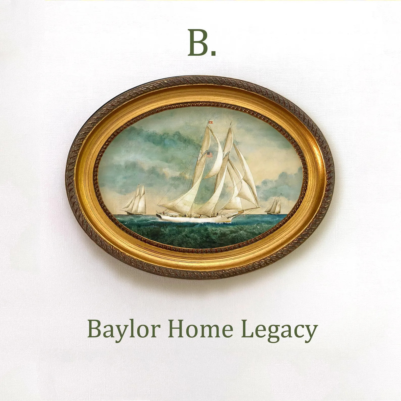 Framed Oval Sailboat Canvas Art Print of Antique Oil Painting, Schooner Painting in Oval Frame, Y... | Etsy (US)