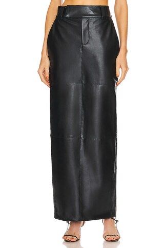 Helsa Waterbased Faux Leather Midi Skirt in Black from Revolve.com | Revolve Clothing (Global)