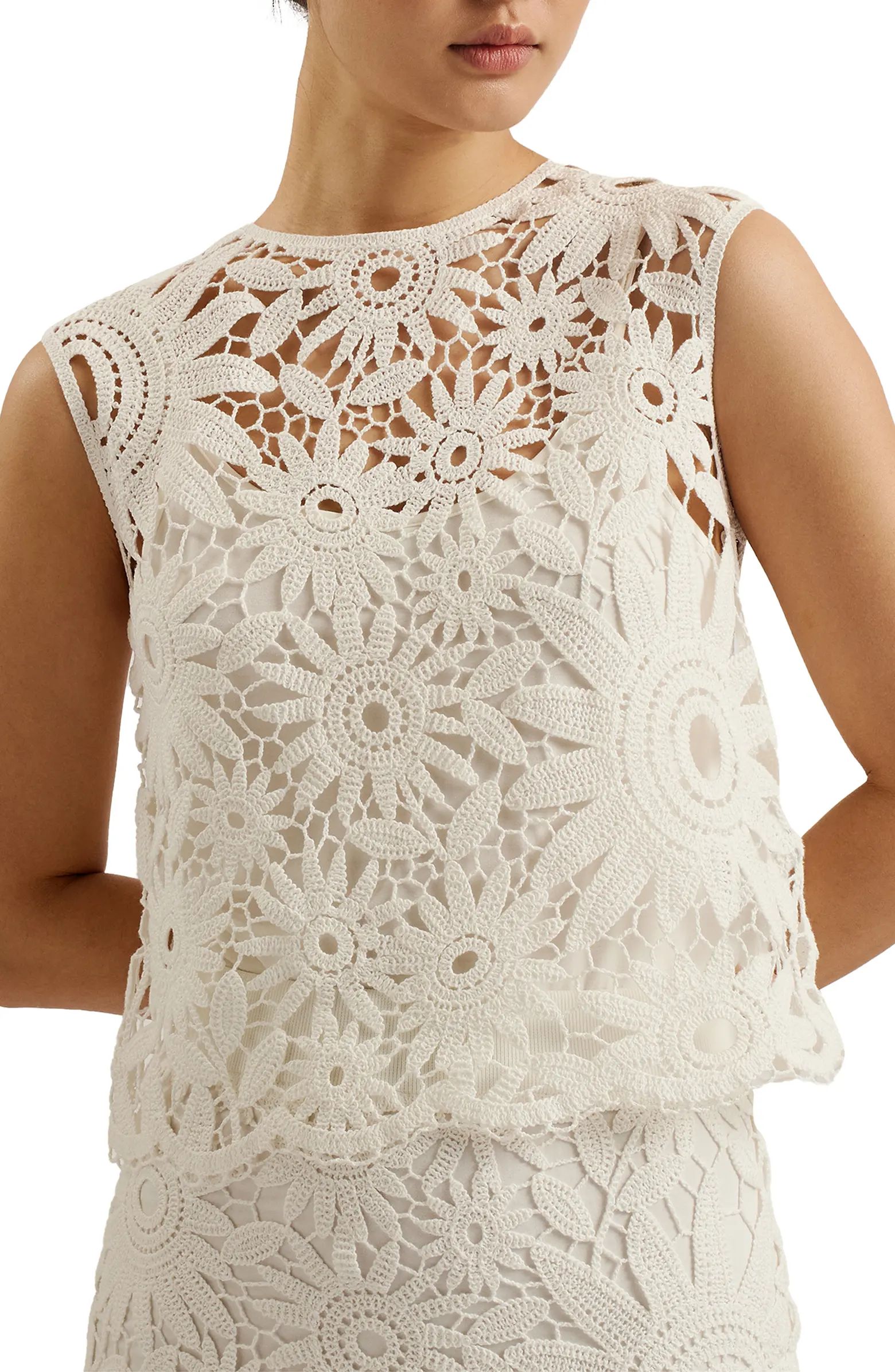 Ted Baker London Katrnn Sleeveless Cotton Crochet Top | Nordstrom | Nordstrom