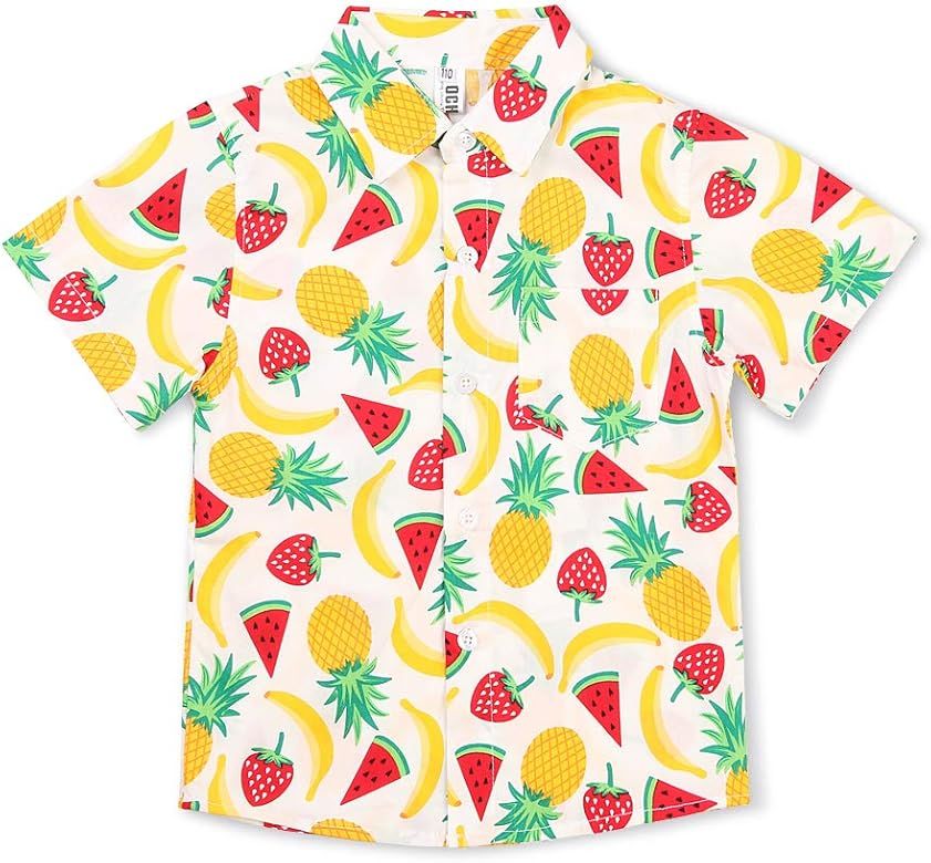 OCHENTA Men & Boys' Lightweight Button Down Hawaiian Shirt, Floral Short Sleeve Aloha Tropical Dress | Amazon (US)
