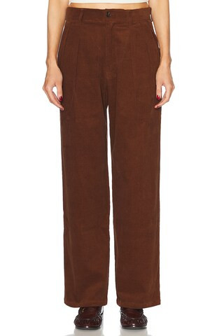 WAO Wide Leg Pleated Corduroy Pant in Brown - Brown. Size 32 (also in 30, 34). | FWRD 