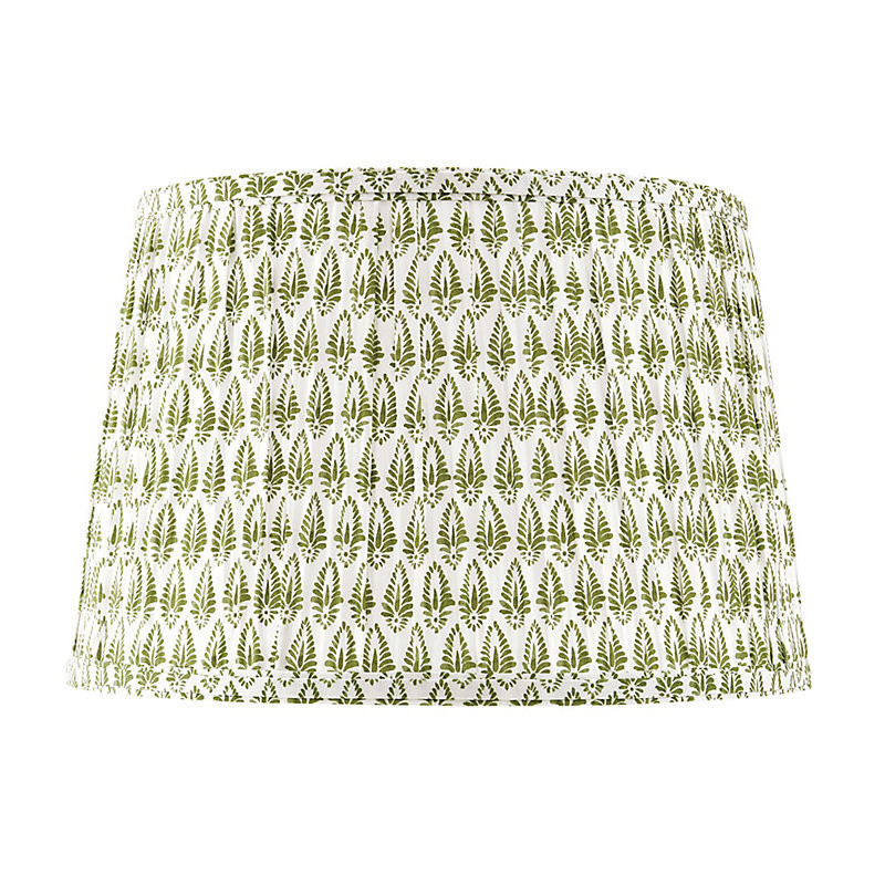 Isla Block Print Pleated Lamp Shade - Sage, 10 1/2"H X 16" Diameter w/13" Top Diameter - Ballard Designs | Ballard Designs, Inc.