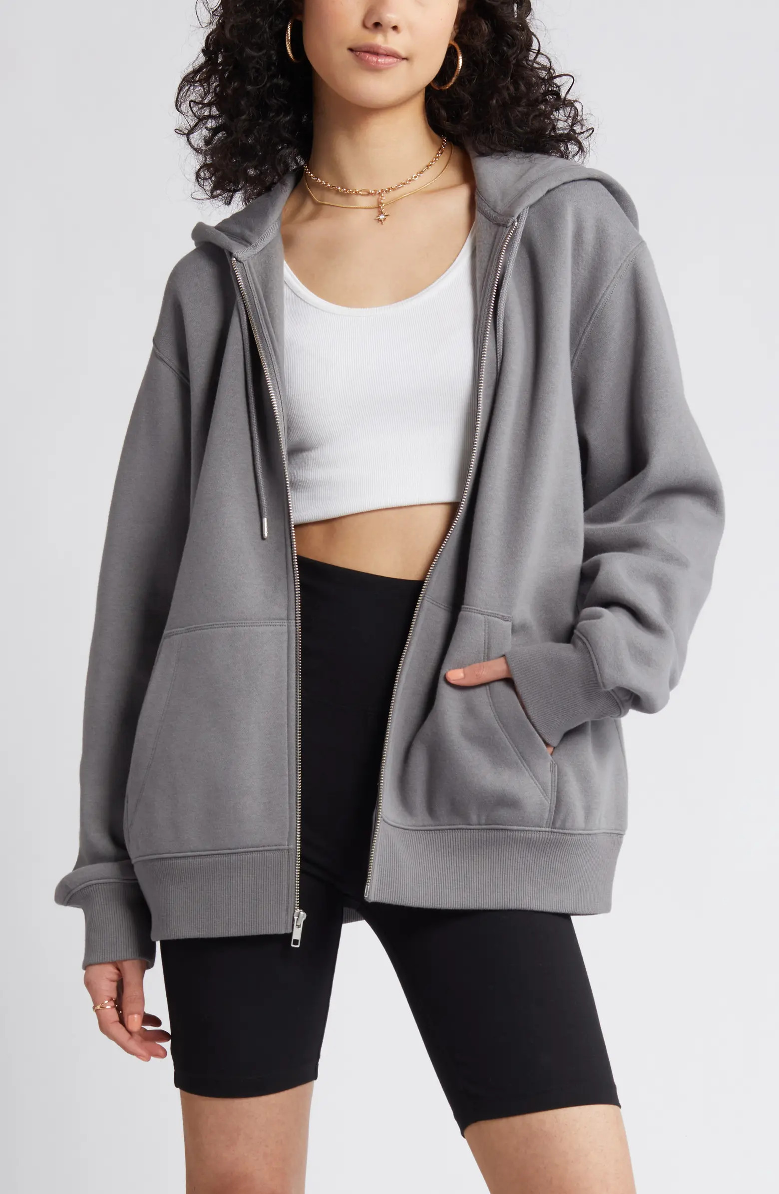 BP. Oversize Cotton Blend Zip-Up Hoodie | Nordstrom | Nordstrom