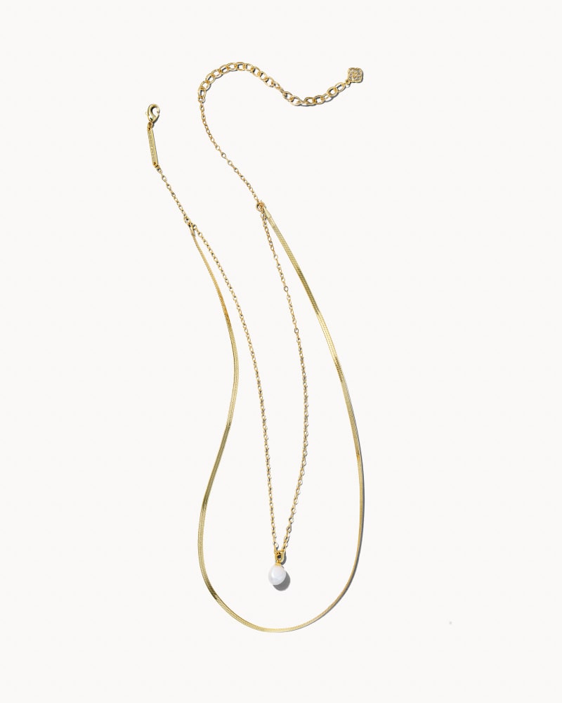 Lindsay Gold Multi Strand Necklace in White Pearl | Kendra Scott