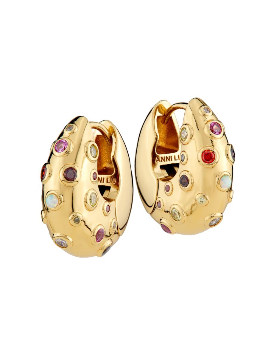 Echo Beach 18K-Gold-Plated, Imitation Opal & Cubic Zirconia Hoop Earrings | Saks Fifth Avenue