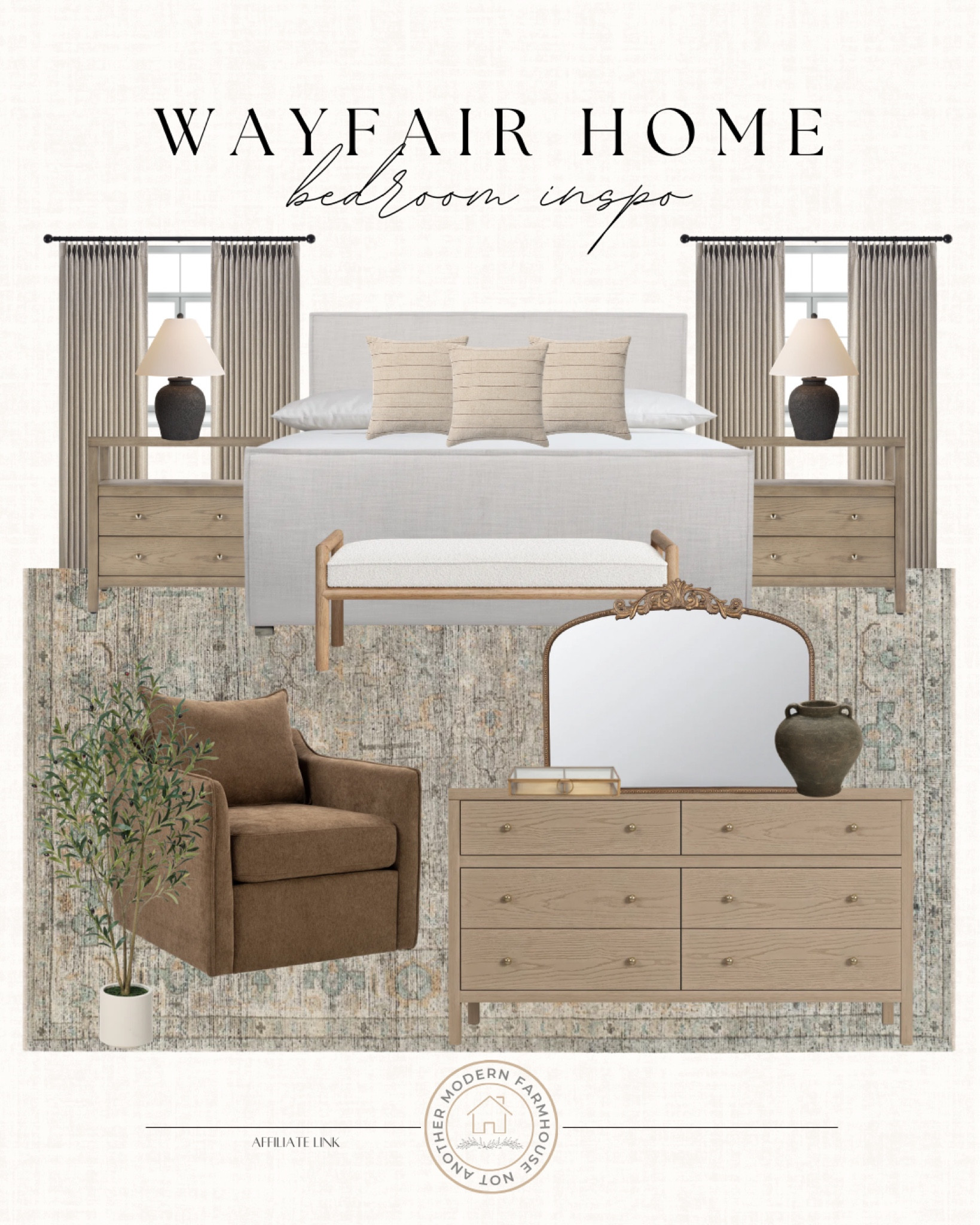 Modern organic bedroom inspo. 🤍 Soft textures, warm wood tones and timeless pieces that create a calm, elevated retreat with Wayfair finds.

Wayfair bedroom furniture, modern organic bedroom, neutral bedroom design, upholstered bed frame, wood nightstands, dresser styling ideas, vintage inspired area rug, warm neutral decor, bedroom bench seating, classic table lamps, cozy bedroom refresh, transitional bedroom decor, earthy home aesthetic, timeless bedroom styling. 

 #LTKHome