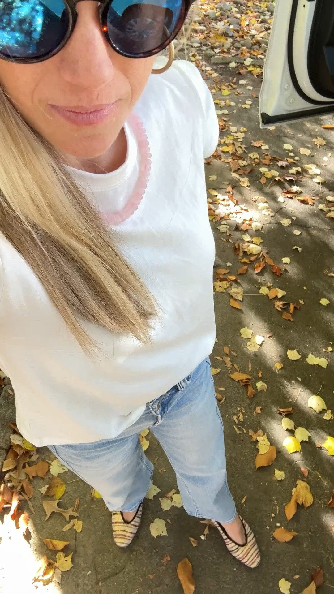 Heading out the door to parent teacher conferences outfit as a mom of 4 

Classic tee shirt runs tts to small, recommend sizing up if in between sizes 

High rise barrel jeans white tee basics flats classic outfit 

#LTKBeauty #LTKStyleTip