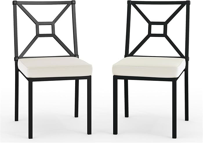 Martha Stewart Lily Pond All-Weather Stackable Patio Chairs with Elevated Backrest Design and Ste... | Amazon (US)