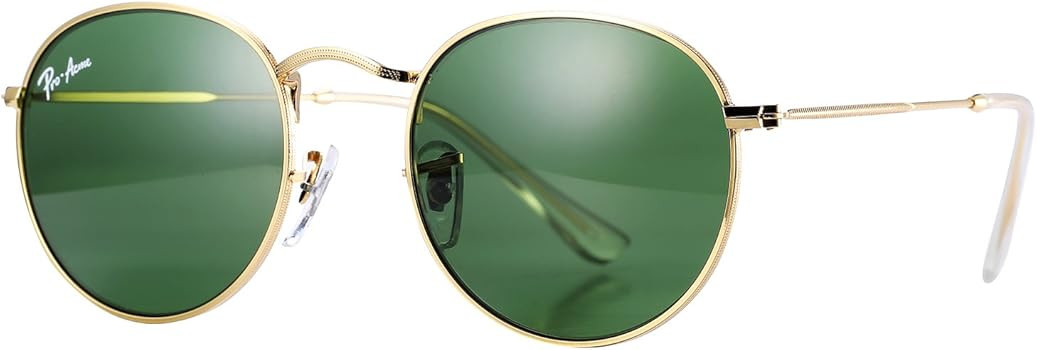 PA3447 Classic Crystal Glass Lens Retro Round Metal Sunglasses,50mm | Amazon (US)