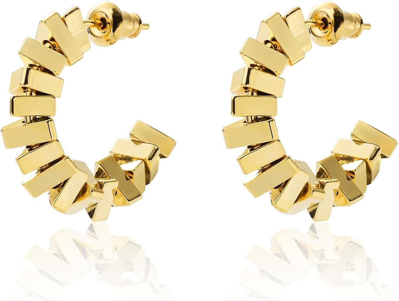 Twisted Hoop Earrings for Women's,One Hole Gold Huggie Studs for Women Trendy Spiral 18K Chunky E... | Amazon (US)