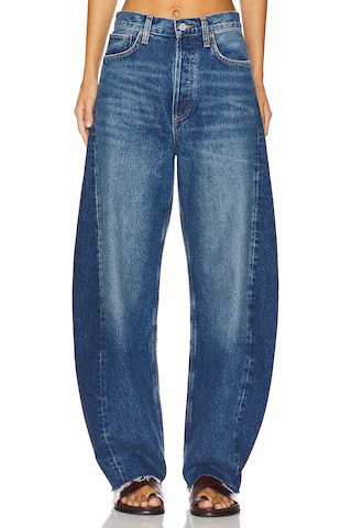 AGOLDE Luna Pieced High Rise Curved Taper Jeans in Split from Revolve.com | Revolve Clothing (Global)