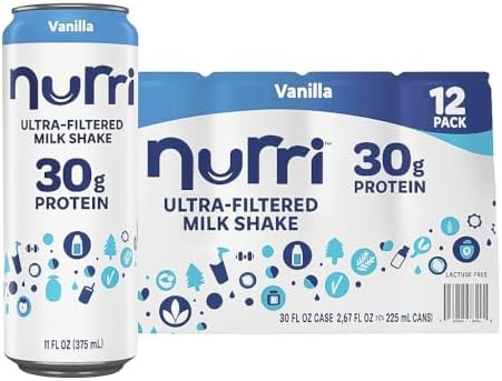 Nurri vanilla 12-Pack Ulta Filtered Milk Shake, 30g Protein, 1g Sugar, 150 Calories, 10 Vitamins,... | Amazon (US)