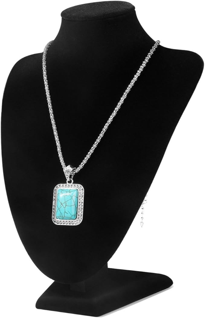 Flexzion Velvet Necklace Jewelry Display Bust Stand - Freestanding Pendant Chain Chokers Lockets ... | Amazon (US)