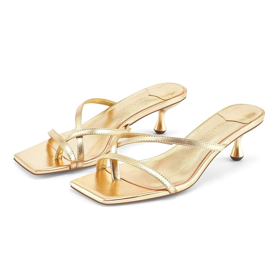 MIRAAZZURRA Flip Flop Kitten Heels Square Open Toe Thong Low Heels Strappy Slip On Slide Sandals ... | Amazon (US)