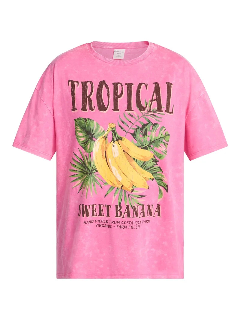 No Boundaries Graphic Oversized Boyfriend Tee, Women's XXS-XXL | Walmart (US)