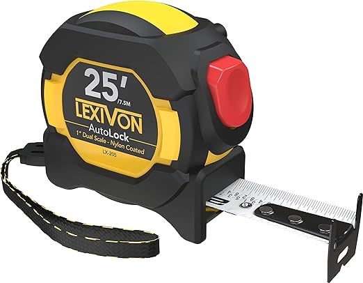 LEXIVON 25Ft/7.5m AutoLock Tape Measure | 1-Inch Wide Blade with Nylon Coating, Matte Finish Whit... | Amazon (US)