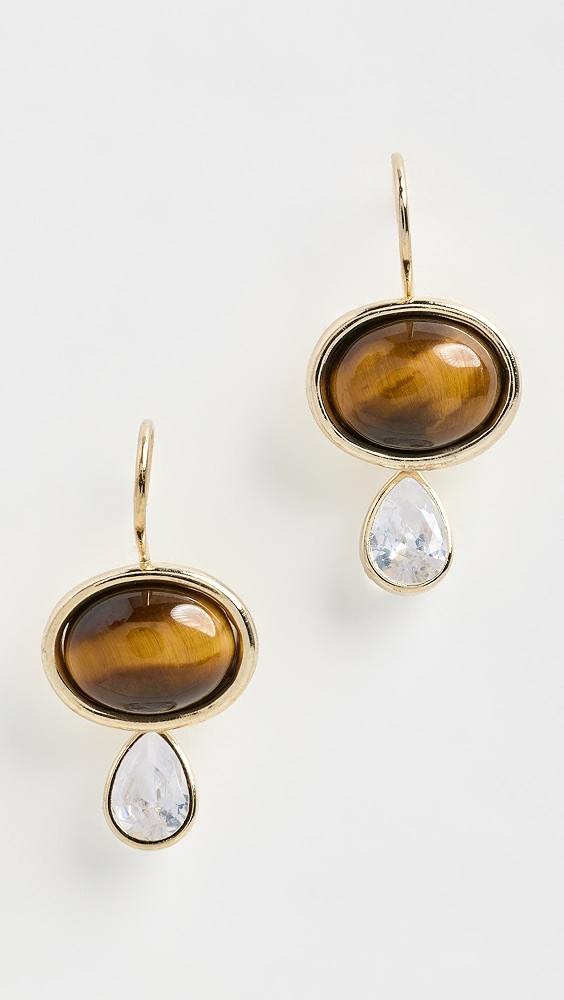 Oval Tiger Eye Gemstone Drop Earrings | Shopbop