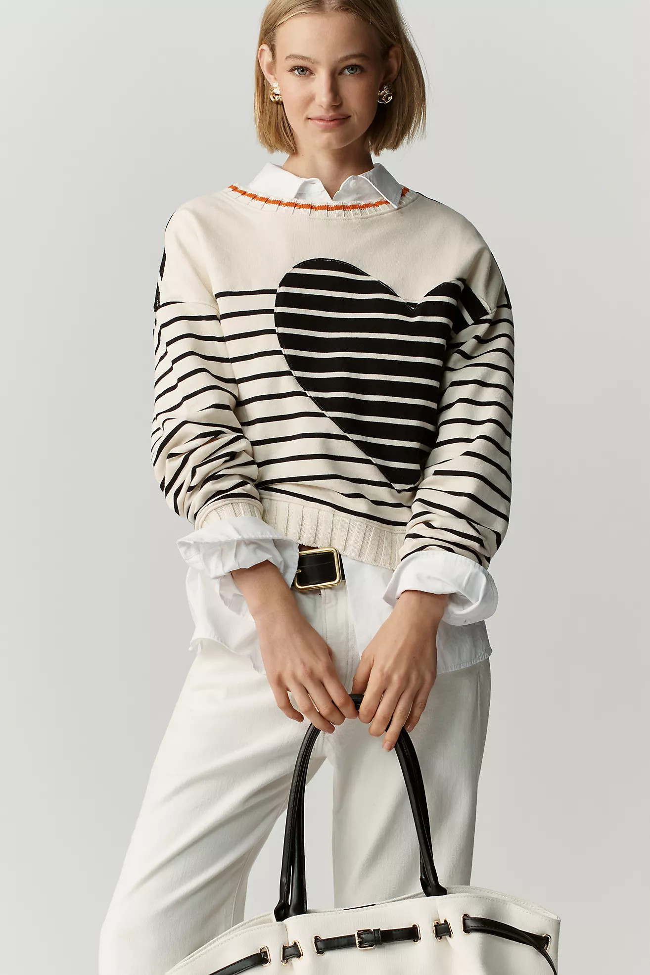 Maeve Crop Striped Sweatshirt | Anthropologie (US)