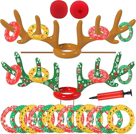 Christmas Games, Inflatable Reindeer Antler Ring Toss Game, Stocking Stuffers for Men Women Kids ... | Amazon (US)
