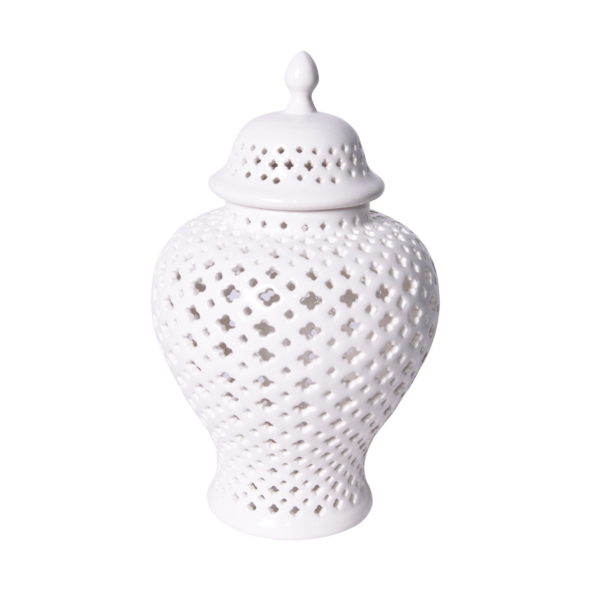 White Lattice Ginger Jar With Lid | Scout & Nimble