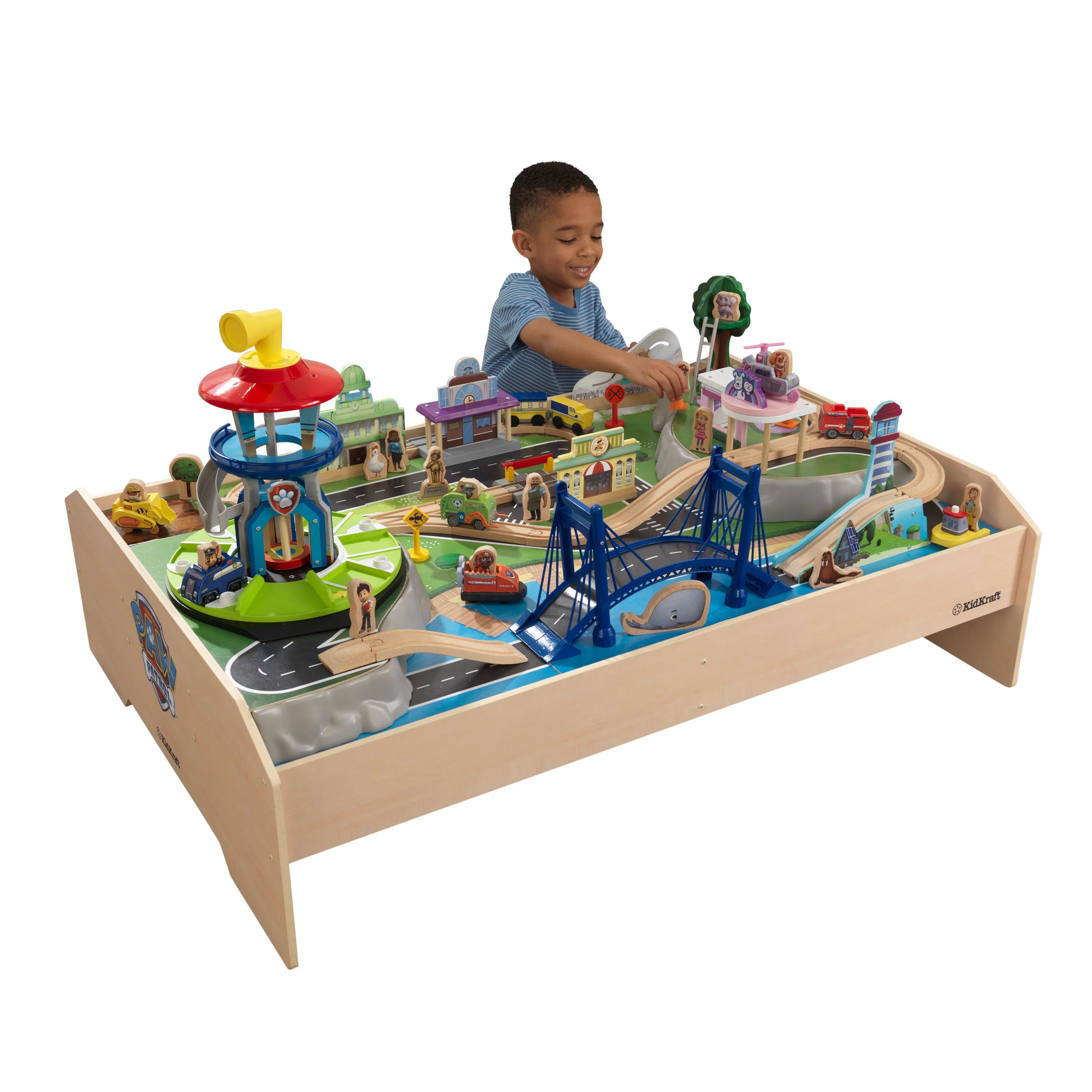 KidKraft PAW Patrol Adventure Bay Wooden Play Table with Rotating Lookout Tower and 73 Pieces - W... | Walmart (US)