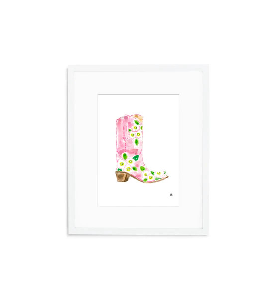 The "Cowboy Boot, Pink" Fine Art Print | Evelyn Henson