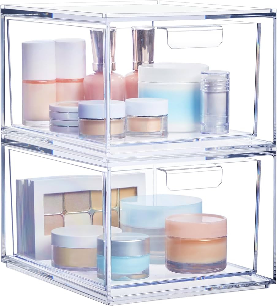 STORi Audrey Stackable Clear Bin Plastic Organizer Drawers | 2 Piece Set | Organize Cosmetics and... | Amazon (US)