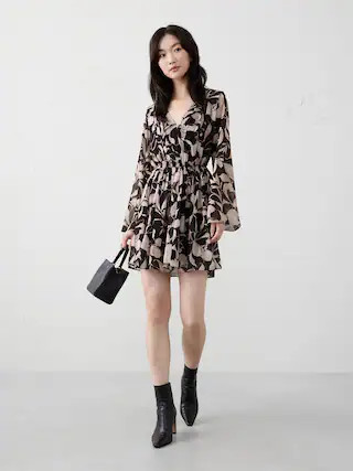 Chiffon Side-Tie Mini Dress | Banana Republic Factory