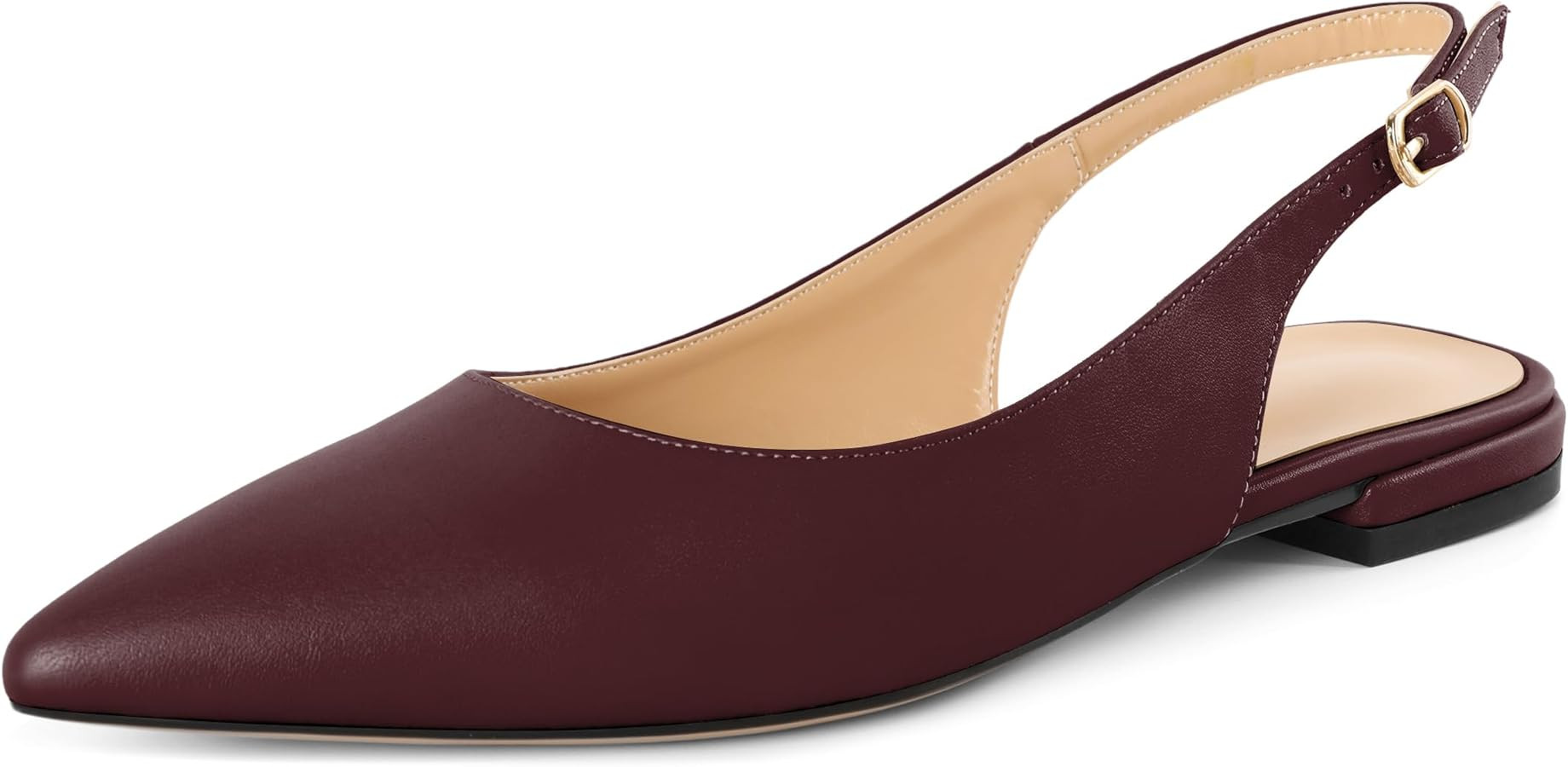 Eldof Women Low Heels Pointed Closed Toe Slingback Flats Ankle Straps Pumps Classic Dressy Elegan... | Amazon (US)