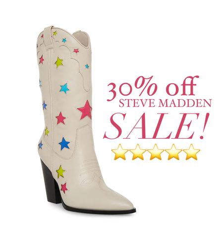 30% off STEVE MADDEN SALE 
Cowgirl boots $70!


#LTKshoecrush #LTKFestival #LTKunder100