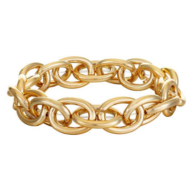Time and Tru Womens Chunky Gold Link Stretch Bracelet - Walmart.com | Walmart (US)