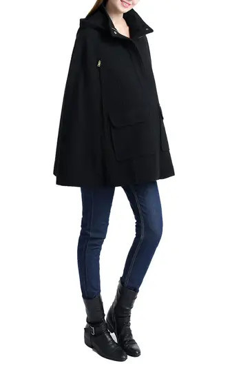 Women's Kimi And Kai 'Robin' Wool Blend Maternity Cape, Size Medium/Large - Black | Nordstrom