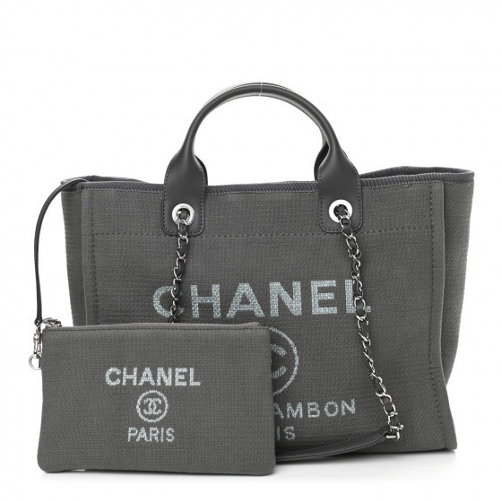 CHANEL Mixed Fibers Small Deauville Tote Grey | FASHIONPHILE (US)
