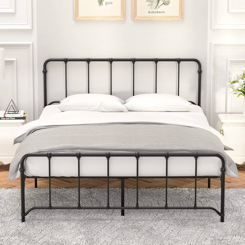 Queen Bed Frame Metal Platform Bed with Headboard and Footboard, Metal Bed Frame Heavy Duty Steel... | Amazon (US)