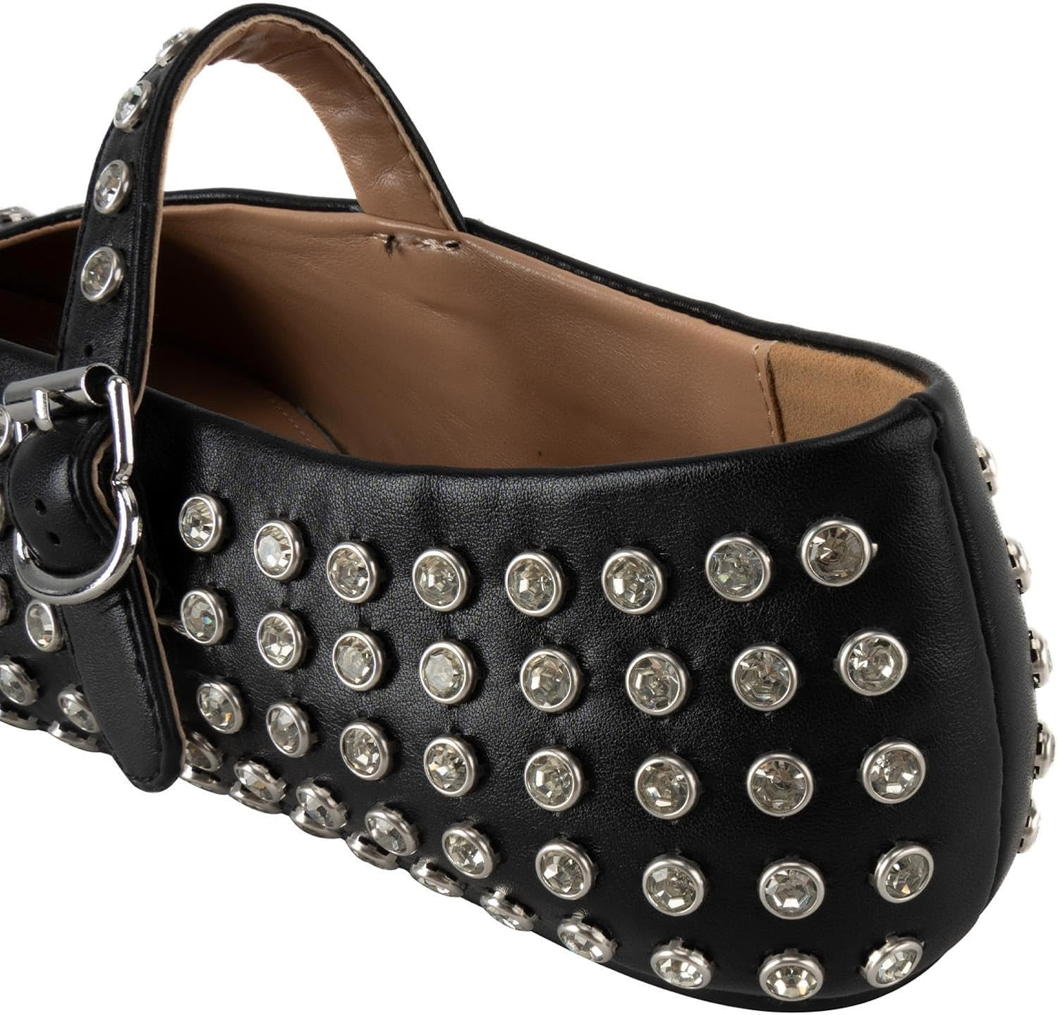 Gradinery Rhinestone Flats for Women Crystal Studded Mary Jane Ballet Flats Shoes Buckle Strap Sp... | Amazon (US)