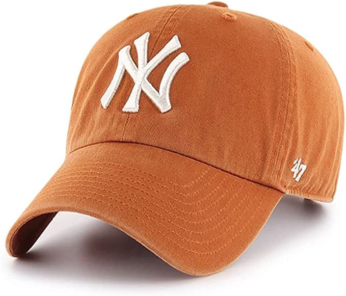 Amazon.com: '47 New York Yankees Clean Up Dad Hat Baseball Cap - Burnt Orange/White : Sports & Ou... | Amazon (US)